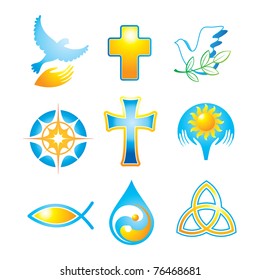 Collection of religious icons, symbols