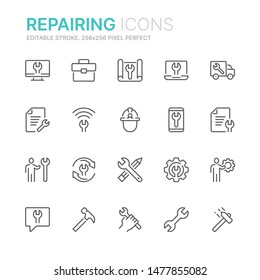 Collection of repair line icons. 256x256 Pixel Perfect. Editable stroke