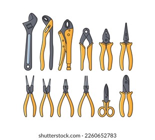 Collection of repair tools vector design