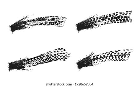 Collection of repeatable tire prints. Vector illustration.