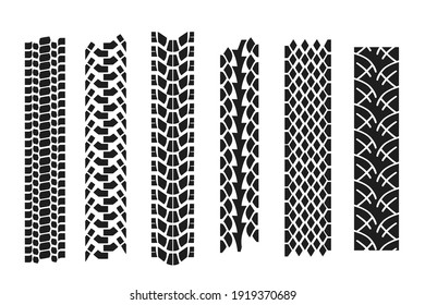 Collection of repeatable tyre prints. Vector illustration.