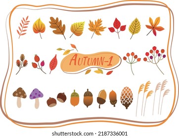 Collection of representative icons of autumn