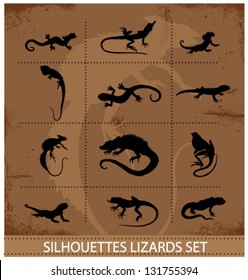 collection reptiles and amphibians symbols set