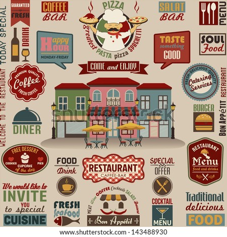 Collection of Restaurant Design Elements.Vector Illustration