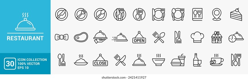 Collection of restaurant icon, food, culinary, vector template editable and resizable EPS 10