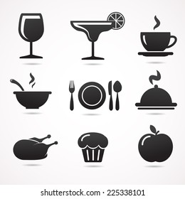 Collection of restaurant icons isolated on white background. VECTOR art.