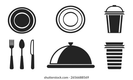 Sammlung von Restaurant und Küche Speisen Ikonen Set Kulinarische Essentials	
