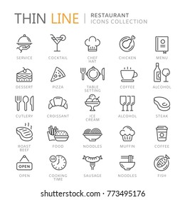 Collection of restaurant thin line icons - Shutterstock ID 773495176