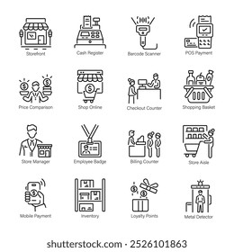 Collection of Retailing Linear Style Icons 