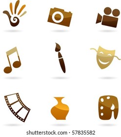 Collection of retro art, cinema and photo icons