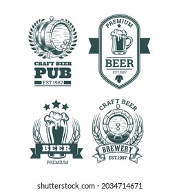 Collection of retro beer emblems, badges, stickers