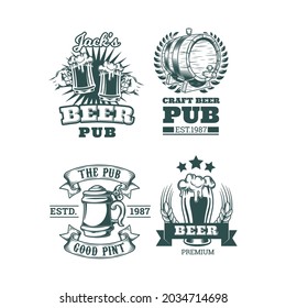 Collection of retro beer emblems, badges, stickers