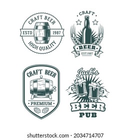 Collection of retro beer emblems, badges, stickers