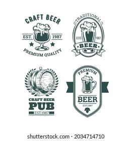 Collection of retro beer emblems, badges, stickers
