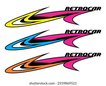 collection of RETRO car vector text and curved line design, cutting printing materials and sticker printing.