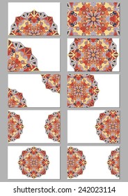 Collection retro cards. Ethnic backgrounds. Card of invitation. Vintage design elements