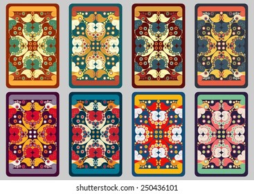 Collection retro cards. Ethnic backgrounds. Card of invitation. Vintage design elements