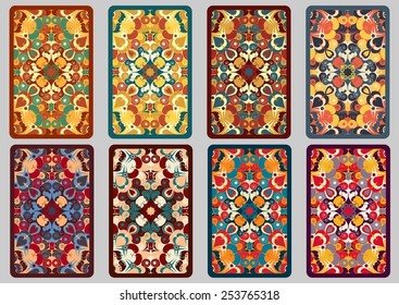 Collection retro cards. Ethnic backgrounds. Card of invitation. Vintage design elements
