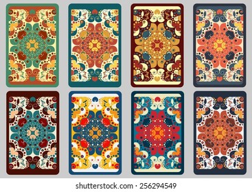 Collection retro cards. Ethnic backgrounds. Card of invitation. Vintage design elements