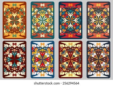 Collection retro cards. Ethnic backgrounds. Card of invitation. Vintage design elements