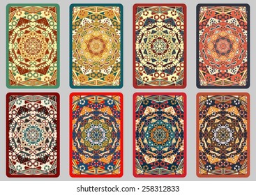 Collection retro cards. Ethnic backgrounds. Card of invitation. Vintage design elements