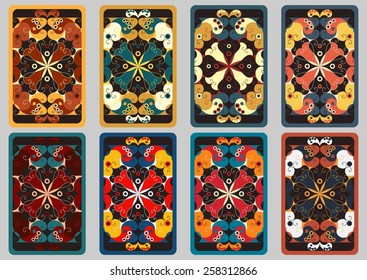Collection retro cards. Ethnic backgrounds. Card of invitation. Vintage design elements