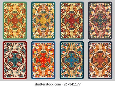 Collection retro cards. Ethnic backgrounds. Card of invitation. Vintage design elements