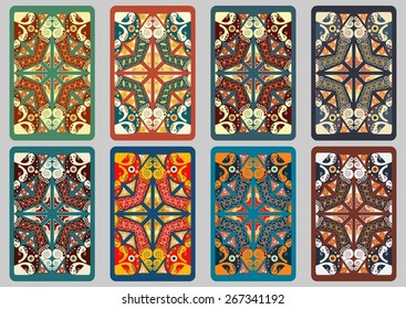 Collection retro cards. Ethnic backgrounds. Card of invitation. Vintage design elements