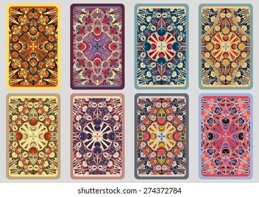 Collection retro cards. Ethnic backgrounds. Card of invitation. Vintage design elements