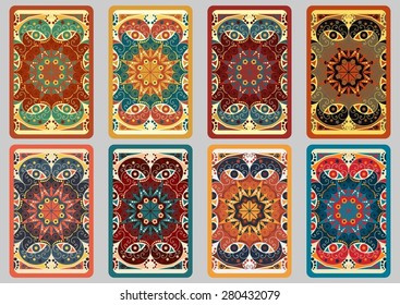 Collection retro cards. Ethnic backgrounds. Card of invitation. Vintage design elements