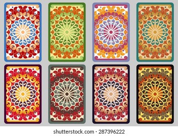 Collection retro cards. Ethnic backgrounds. Card of invitation. Vintage design elements