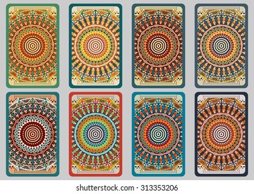 Tarjetas retro de colección. Antecedentes étnicos. Tarjeta de invitación. Elementos de diseño de vintage