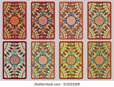 Collection retro cards. Ethnic backgrounds. Card of invitation. Vintage design elements