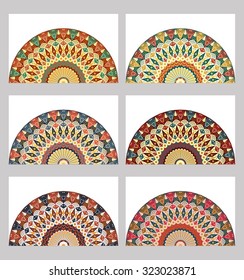 Collection retro cards. Ethnic backgrounds. Card of invitation. Vintage design elements