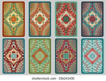 Collection retro cards. Ethnic backgrounds. Card of invitation. Vintage design elements