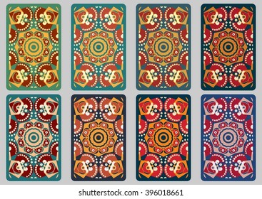 Collection retro cards. Ethnic backgrounds. Card of invitation. Vintage design elements
