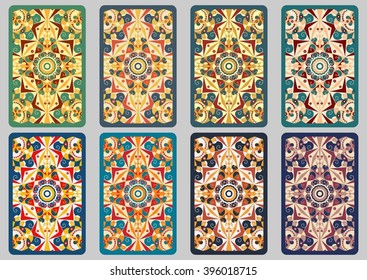 Collection retro cards. Ethnic backgrounds. Card of invitation. Vintage design elements