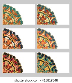 Collection retro cards. Ethnic backgrounds. Card of invitation. Vintage design elements