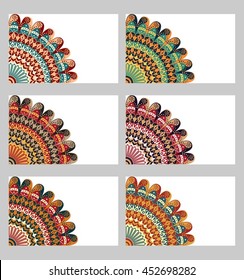 Collection retro cards. Ethnic backgrounds. Card of invitation. Vintage design elements