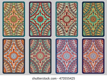 Collection retro cards. Ethnic backgrounds. Card of invitation. Vintage design elements