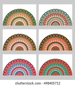 Collection retro cards. Ethnic backgrounds. Card of invitation. Vintage design elements