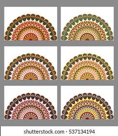 Collection retro cards. Ethnic backgrounds. Card of invitation. Vintage design elements
