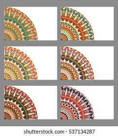 Collection retro cards. Ethnic backgrounds. Card of invitation. Vintage design elements