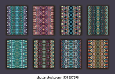 Collection retro cards. Ethnic backgrounds. Card of invitation. Vintage design elements