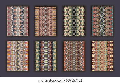 Collection retro cards. Ethnic backgrounds. Card of invitation. Vintage design elements