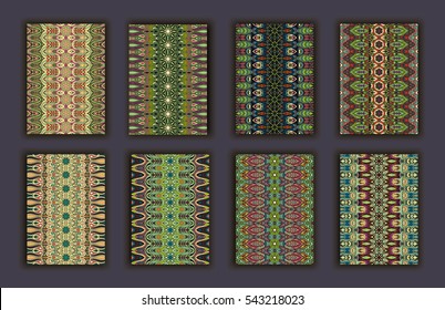Collection retro cards. Ethnic backgrounds. Card of invitation. Vintage design elements