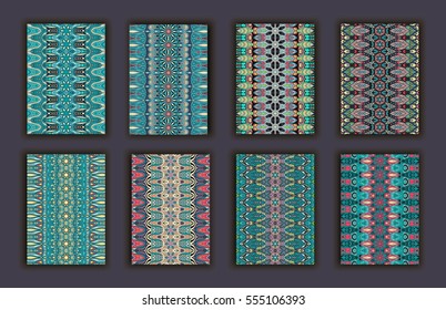 Collection retro cards. Ethnic backgrounds. Card of invitation. Vintage design elements