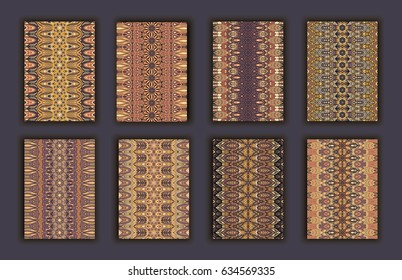 Collection retro cards. Ethnic backgrounds. Card of invitation. Vintage design elements
