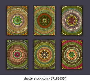 Collection retro cards. Ethnic backgrounds. Card of invitation. Vintage design elements
