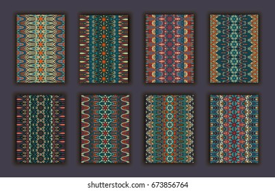 Collection retro cards. Ethnic backgrounds. Card of invitation. Vintage design elements